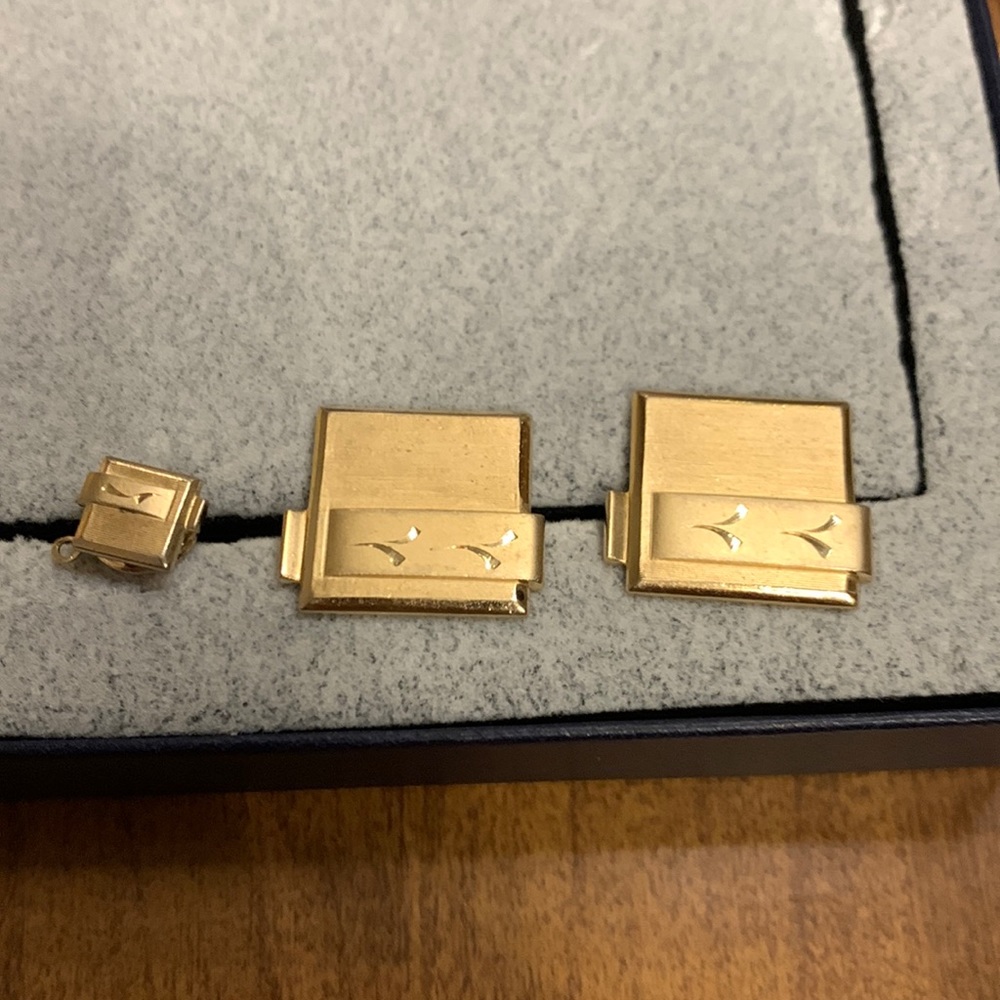 Vintage MS cuff links gold tone etched and textured